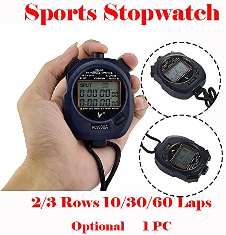 Stopwatch, Professional Digital Sports Stopwatch Timer, LCD 3 Redovi prikladni za nogomet, košarku, trčanje, plivanje, fitness