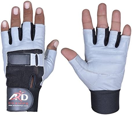 Teške rukavice za dizanje utega za vježbanje u teretani s kožnom podstavom za dlanove u sivoj boji