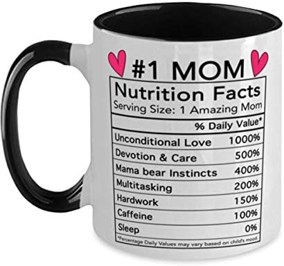 Generička najbolja mama šalica 1 Prehrambene činjenice Majčinski dan za rođendan iz sina kćeri smiješna ideja crna 11oz