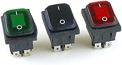 LYVI KCD4 Crno crveno zelena rocker vodootporna prekidač Switch Switch 2 Položaj na 4 igle sa svjetlošću 16A 250VAC/20A 125VAC