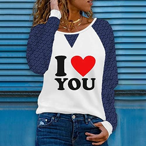 Valentinovo majice Žene Slatko srce grafički vrhovi dugih rukava čipkaste kukiča