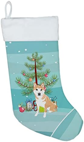 Caroline blaga wdk3163cs shiba intu crvena 2 božićna božićna čarapa, kamin viseće čarape božićna sezona dekor dekor obiteljski