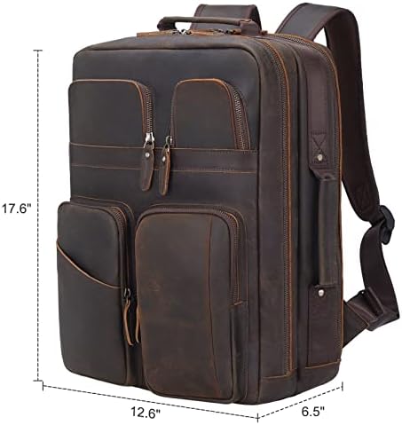 17,3 kožni ruksak za prijenosno računalo u punoj veličini za muškarce s više džepova, ruksak za poslovna putovanja na rame