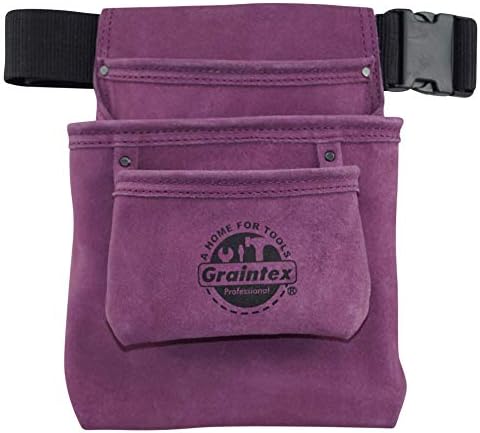 GRAINTEX SS2082 3 Džepni nokat i torba za alat Purple Color Suede Koža s remenom od 2 ”za konstruktore, električare, vodoinstalacije,