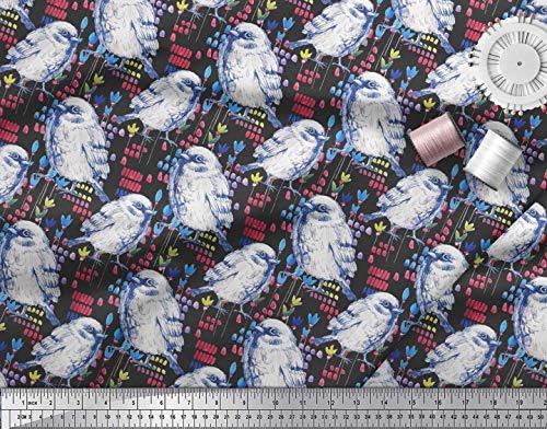 Pamučna Pletena tkanina s četkicom od pamuka, 58-inčna široka zanatska tkanina s cvjetnim printom i ptica Robin jardom