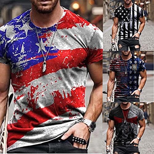 Muška majica američke zastave Ljetna casual grafički ispis kratkih rukava cool mišićni trening atletika atletika patriotska