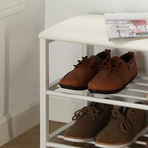 WSZJJ Drvena konceptna klupa, dvoslojni drveni stalak za ulazak u cipele Organizator za skladištenje s udobnim jastukom,