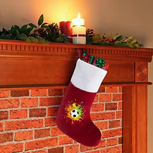 Boji prskanje nogometnog nogometnih čarapa čarapa s plišanim kaminom visi za dekor domaćeg drveta