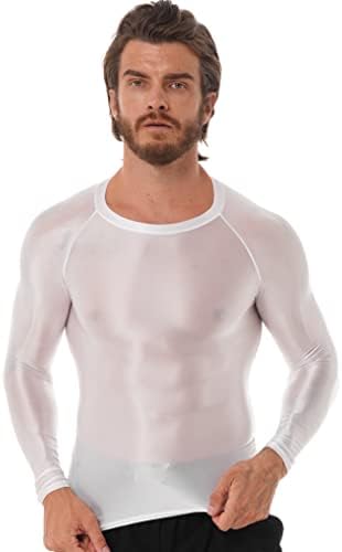 Muški vrhovi dugih rukava a-hole uska majica s okruglim vratom jednobojna elastična sportska odjeća oblikovana odjeća