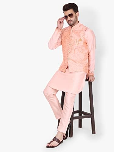 Svilena Kurta pidžama od programera za muškarce, Indijska etnička odjeća s Nehru jaknom