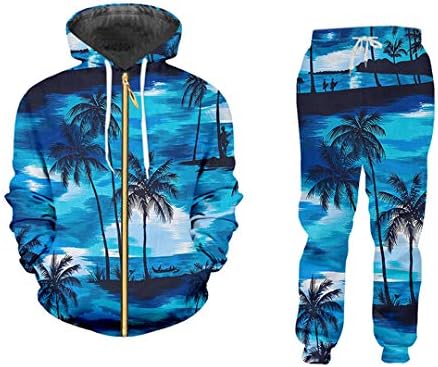 YJQWDDD 3D Sportska odjeća Men 3d tiskana kokosova stabla ulica za uličnu odjeću i jogging hlače odijelo