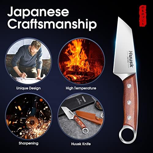 Huusk nož Japan kuhinjski snop s malim mesnim nožem