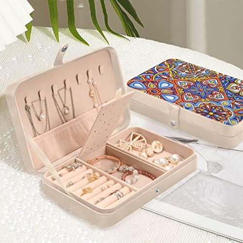 Meksička keramička pločica, mala kutija za nakit, organizator nakita od PU kože, putna ogrlica, prsten, organizator za pohranu