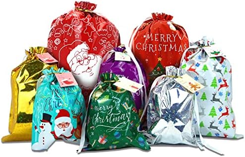 Božićna torba božićne poklon vrećice s vezicama, božićna vrećica za bombone, poklon omot za zabave, dječje poklon vrećice,