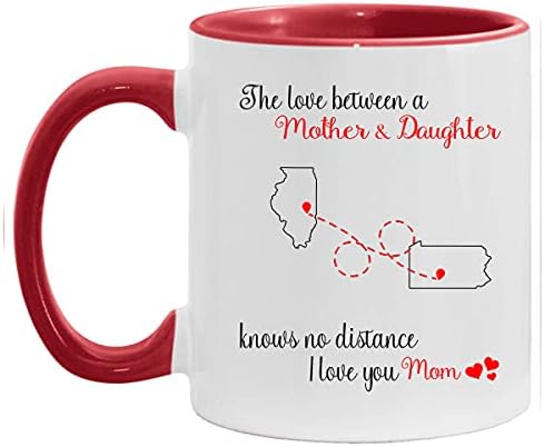 Šalice za kavu za Majčin dan dvije države - Personalizirane šalice za Majčin dan pokloni za mamu od kćeri/sina šalica kave