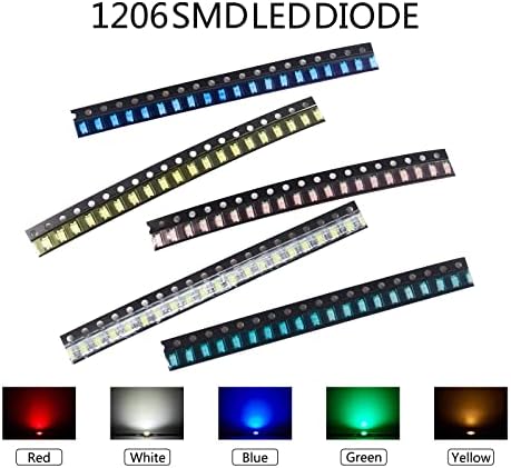 100pcs SMD LED svjetla Asortirani komplet 1206 Svjetla Asortirana dioda SMD LED Diodo Kit Green Red White Blue žuta žarulja