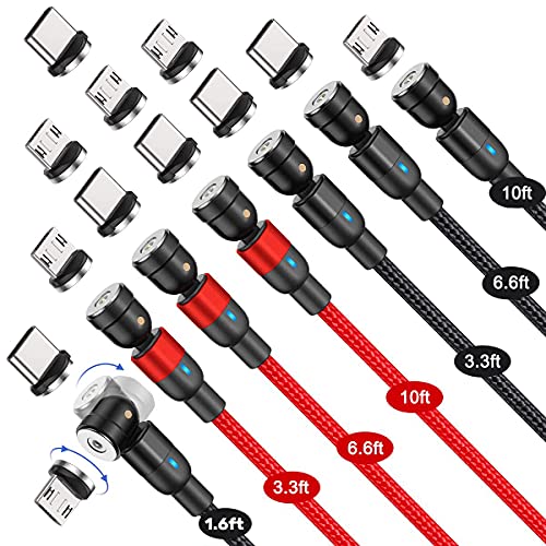 Magnetski kabel za magnetsko punjenje od 540 ° Magnetski kabel, 3 u 1 magnetskom punjaču telefona kompatibilan s mikro USB