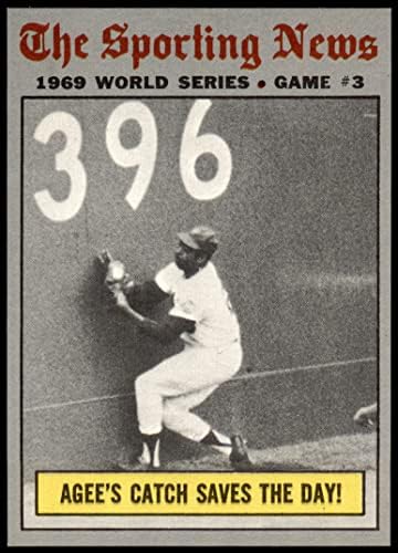 1970. Topps 307 1969 World Series - Igra 3 - Agee's Catch štedi dan Tommie Agee New York/Baltimore Mets/Orioles NM/MT+
