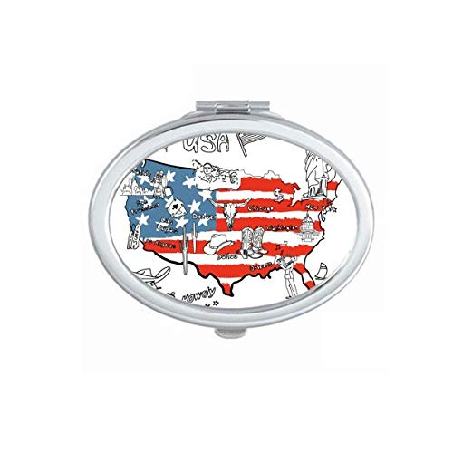 Amerika karta sloboda Word ilustracija ogledalo prijenosna preklopna šminka dvostruke bočne naočale