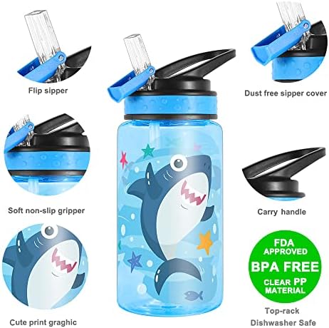 Slatka boca za vodu za djecu, djevojčice i dječake, bez BPA, izdržljiv ispis, nepropusna slama, petlja za nošenje i jednostavno