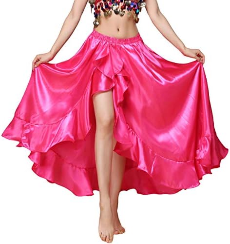 Belly Dance Saten suknja podijeljena bočne duge suknje Sjajne plesne suknje Festival Festival Odjeća za žene