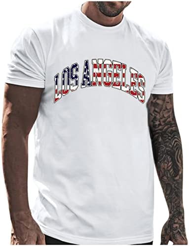 XXVR 4. srpnja Patriotske majice za muške kratke rukave USA zastave pismo tiskanje posada tinejdžera vrhovi ljetna majica