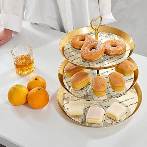 Retro uzorak 3-sloj postolja za kolače, postolje za kolače, slojevito stalak za desert, okrugli tanjuri za svadbeni tuš za