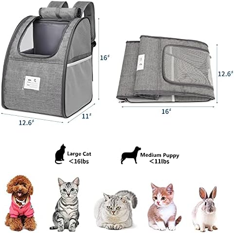 Ruksak za mačke, nosači za pse za male pse, ruksak za nošenje kućnih ljubimaca, vrlo prozračan, Sigurnosni pojasevi, ogromni