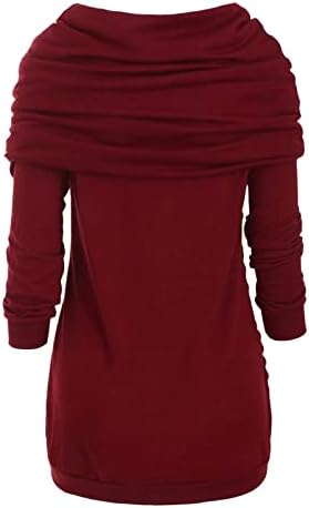 Ženski džemperi plus veličina O-Neck Dugi rukavi Čvrsti Botton Pachwork Asimetrični vrhovi džemper zima