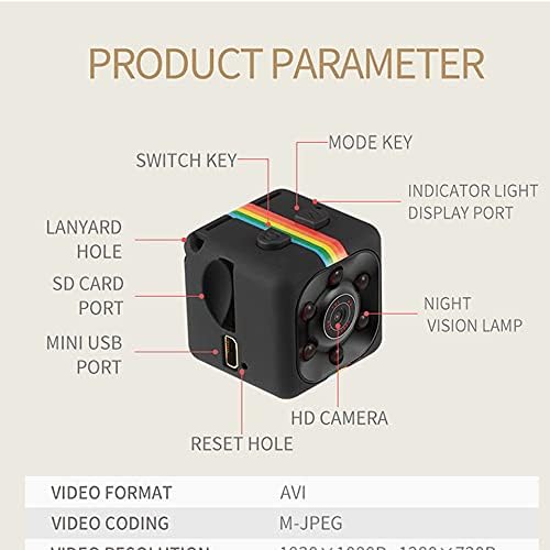 Qebidum špijunska kamera Skrivena kamera, prijenosna sitna punjiva baterija napajana HD 1080p mini kamera, noćni vid aktiviran