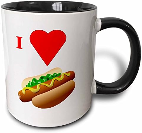 3Drose Mug_60644_4 Volim hot -dog dva tona crna šalica, 11 oz, višeslojna