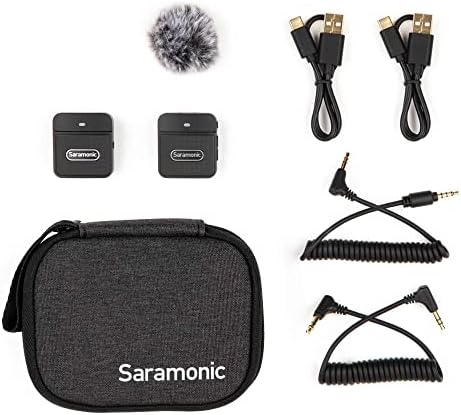 Saramonic Blink100B1 TX+RX 2.4GHz Micro Clip-On Wireless System W/Camera-Mount Dual-Receiver & TRS & TRRS kabeli za kamere,