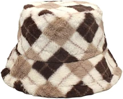 Ženski šeširi za zimu, ženski šareni karirani jesensko-zimski slatki topli ribarski šešir za žene za muškarce