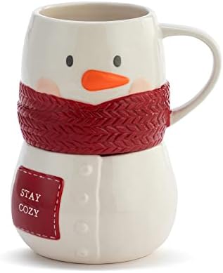 Demdaco ostanite ugodno bijela i crvena 6,5 ​​inčna slagalica snjegovića božićna kava i zdjela set od 2