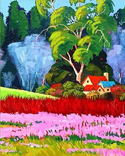 Prekrasna seoska cvjetasta drveća Farmhouse Iglama platna b0062