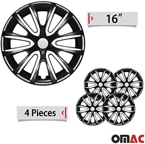 OMAC 16 -inčni hubcaps za Toyota Camry crno -bijele 4 PCS. Poklopac naplataka na kotači