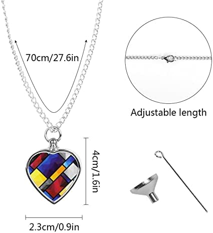 Geometrijski uzorak U Stilu Mondriana ogrlica s urnom za srce za kućne ljubimce s printom spomen nakit privjesak za kremiranje