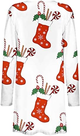 Ženski božićni kardigans dugi rukavi otvoreni prednji kardigan džemperi Vanjska odjeća lagani kaputi s džepovima