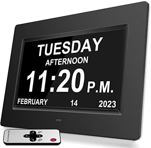 Digitalni sat s danom i datumom za starije osobe, veliki LCD zaslon s vremenom, zaslon s automatskom kontrolom svjetline,