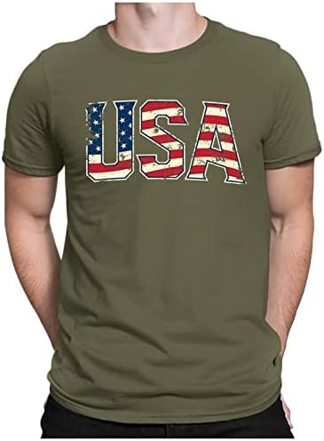 Wenkomg1 Majice za neovisnost muškaraca, američka zastava tiskana majica s kratkim rukavima, okrugli vrat Patriotski 4. srpnja