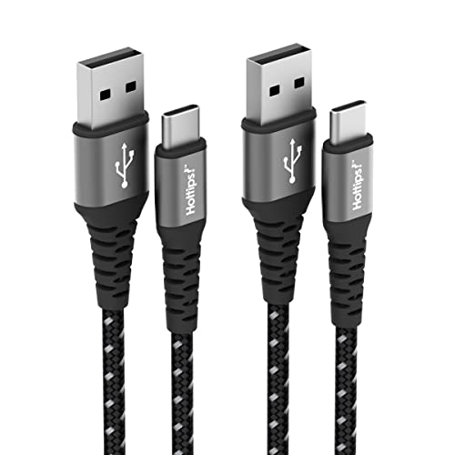 Hottips! USB C kabel 4FT 2-PACK Crni izdržljivi pleteni aramid vlakna 3A brzi kabel za punjač, ​​kompatibilan s Androidom,