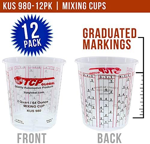 Trgovina po mjeri - pakiranje diplomiranih čaša za miješanje boje od 12-64 oz - šalice imaju kalibrirane omjere miješanja