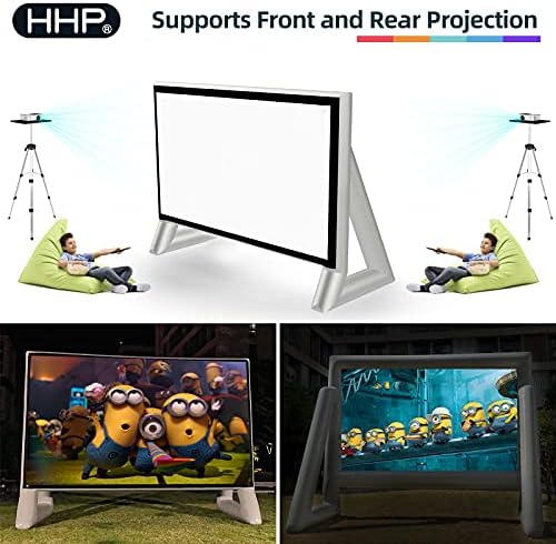 HHP 17ft Zračni projektirani filmski ekran izrađen od PVC -a, vodootporni zaslon na napuhavanje bez puhanja bez buke - Podrška