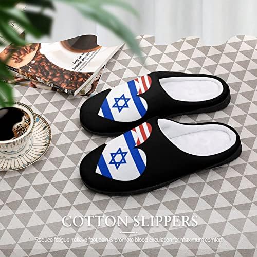 Izraelska američka srčana zastava Ženske pamučne papuče lagane kućne cipele za pranje za spa spavaće sobe hotel