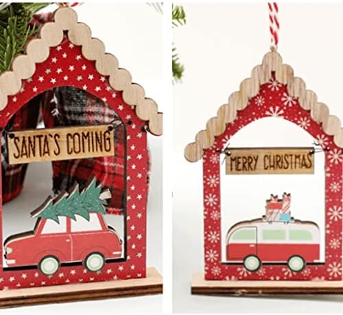 20pc drveni božićni ukrasi privjesak snježna kuća božićni ukrasi ukrašavanje kuće privjesak privjesak božićno drvce božićni