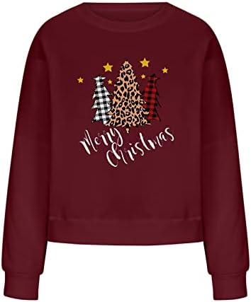 Nokmopo Ženski božićni džemperi Ženski modni modni božićni tiskani dugi rukav O-Neck Pulover Top