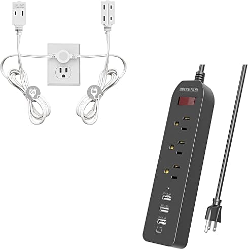 Twin Extension kabel Strip i struja za struju Strip Protector 3 AC Outlets s 3 USB priključka