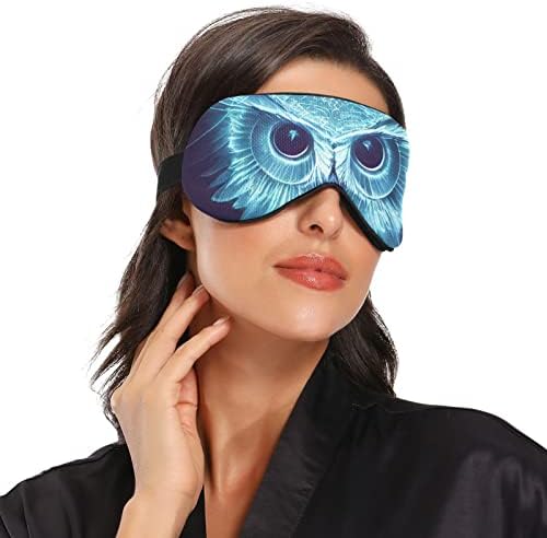 Foriosa neonska maska ​​za spavanje plave sove, prozračna udobna kaša za oči za spavanje za žene muškarca s podesivim elastičnim