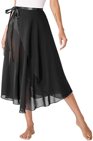 Tiaobug ženska čipkasta protočna duga suknja lirska baletna plesna kostim visoki struk čist omot midi suknje