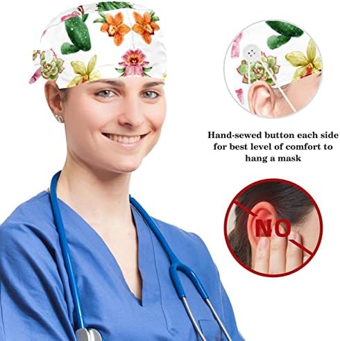 Očišćenja medicinskih sestara kapuje dugu kosu, razgledavanje u Italiji podesiva radna kapa s gumbima i lukom kose Scrunchie